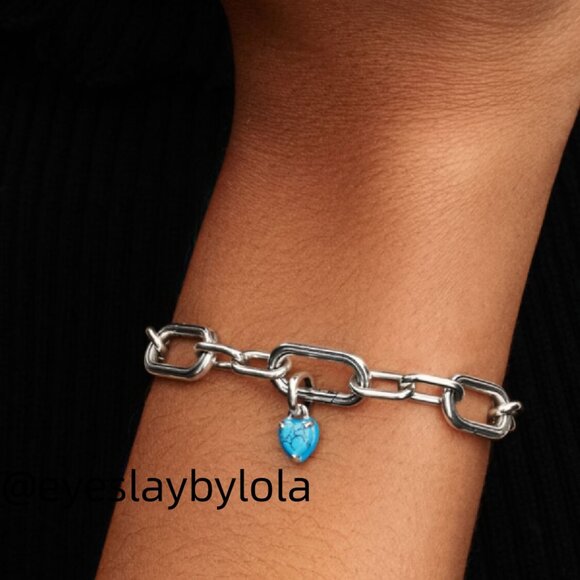 Pandora Turquoise-coloured Heart Mini Dangle Charm - Picture 2 of 6